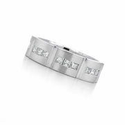 18K White Gold Diamond Station Men's Wedding Band